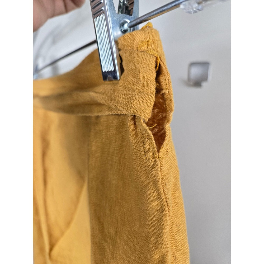 Zara Mustard Yellow Linen Blend Wrap Mini Skirt with Side Tie Size S - Picture 6 of 8